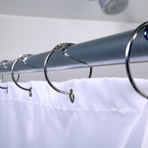 SlipX Solutions Chrome Simple Slide Shower Curtain Rings - Set of 12, Rust Resistant, Snap Closure for Standard Shower