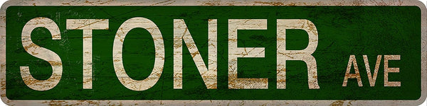 BOEYC Mariasign Vintage Rustic Retro Street Sign, 4x16 inch Tin Wall Decoration, Stoner Avenue