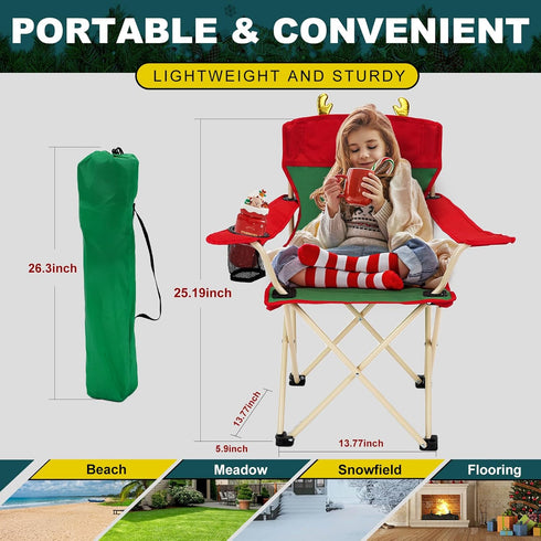 YOUNG WOOD Pinch 2 7 Portable Camping Chair Beach Chair Outdoor Foldable Chair, Included Mesh Cup Holder & Safety Lock