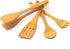 tuuli Kitchen 4-Piece Wooden Cooking Utensils Set, Durable Solid Cherry Wood (Spoon, Fork, Spatula, BBQ Tongs)