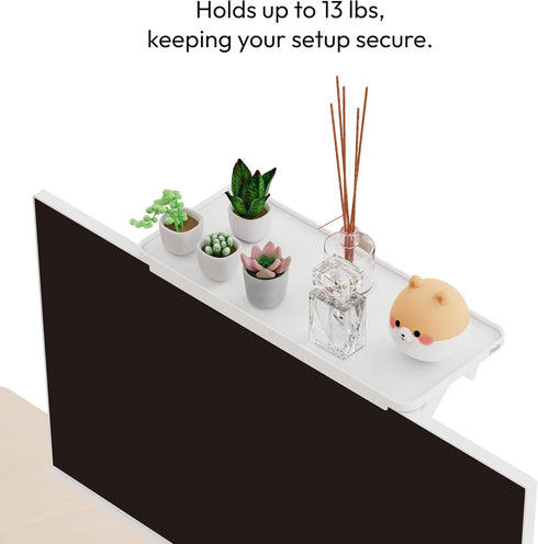 12 inch 13lbs, Pixio White Monitor Storage Top Shelf - Adjustable Platform, Universal Fit, Holds Up to Works on TV