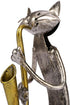 Too-arts A Playing Saxophone Cat Metal Sculpture, Iron Statue Handwork Handicrafts, 3 Funny Design