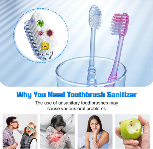 99.9% TAISHAN UV Sanitizer Toothbrush CasePortable Mini Toothbrush Holder with Fan Drying Function,Kills of GermsFits