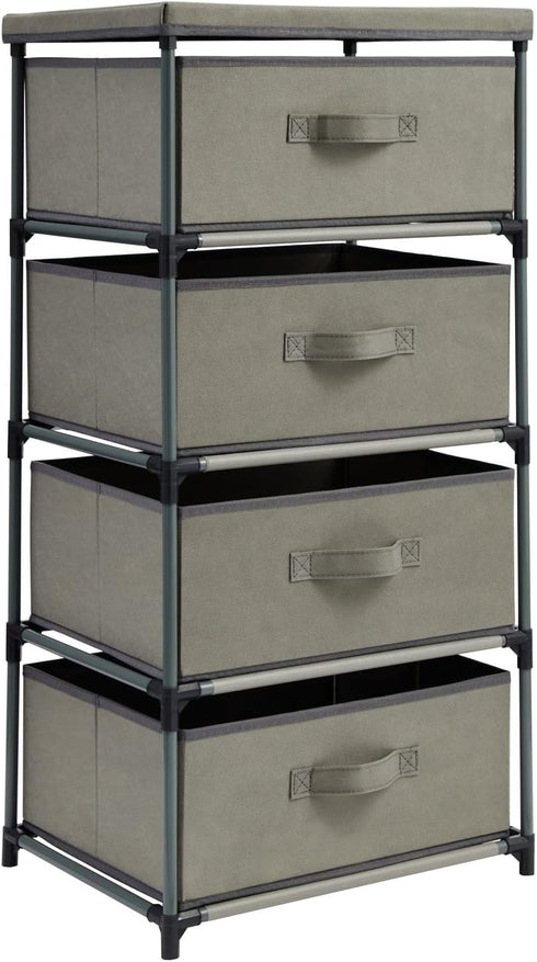 Juvale 4-Tier Tall Closet Dresser with Drawers, Small Fabric Storage Organizer for Bedroom (Gray)