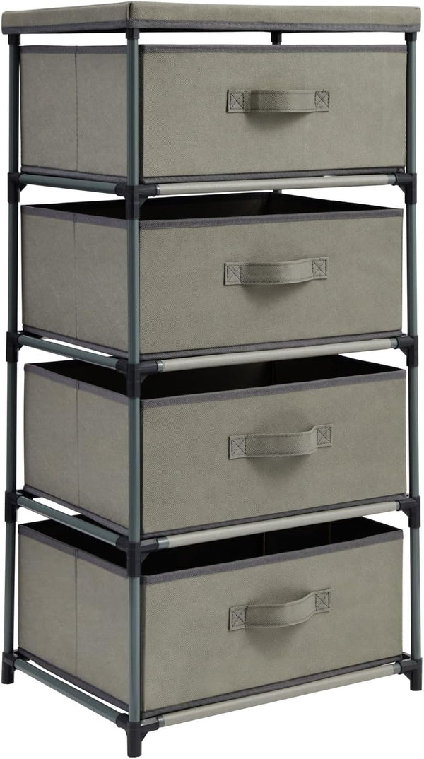 Juvale 4-Tier Tall Closet Dresser with Drawers, Small Fabric Storage Organizer for Bedroom (Gray)