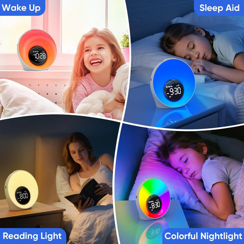 30 14 Dimmable AFEXOA Wake Up Light Sunrise Alarm Clock - Sunrise Simulation & White Noise Machine with Soothing