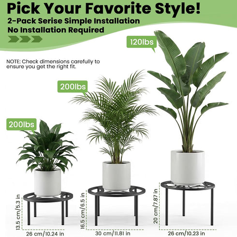 2-Pack Use(10.24" TOSKING Plant Stands - Heavy Duty Low Plant Stand, No Assembly Required Risers for Potted Plants