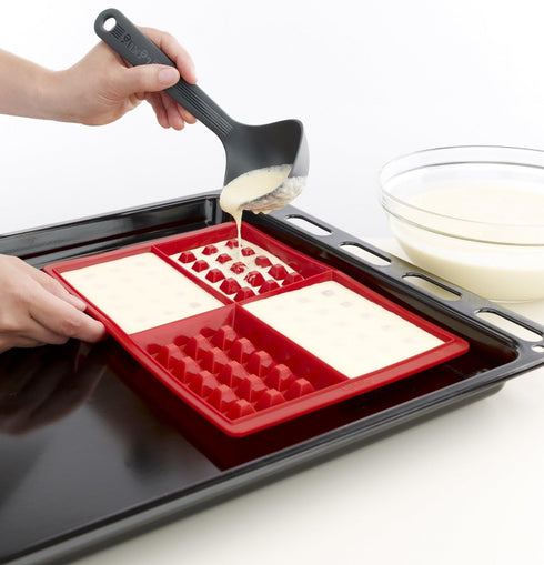 Lekue Silicone Waffle Mold, Set of 2, Red