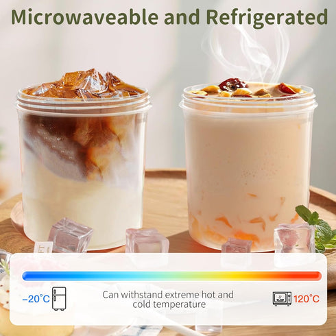31oz 2 Pack,Dual-Layer LUXEAR Large Overnight Oats Containers with Lids and Spoons Plastic Yogurt Parfait Cups Salad