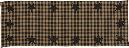 VHC Brands Black Star Cotton Woven Quilted Runner, 13x36, Black