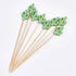 PuTwo - 100pcs Handmade Bamboo Cocktail Picks 4.7” in Green Cacti