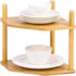 2-Tier Expandable Bamboo Corner Shelf - Dish/Plate Organizer for Cabinet, Kitchen Counter