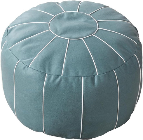 21 Inch Louis Donn UNSTUFFED Moroccan Pouf Ottoman Cover, Handmade Faux Leather Foot Stool, Round Storage Poof Cover