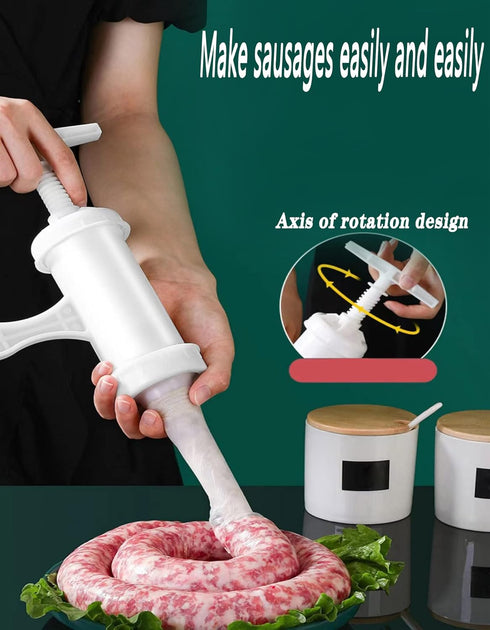 Awxevcik Food Grade Quality Manual Sausage Maker Sausage Stuffer Manual Plastic Meat Filler Funnel Tubes Sausage