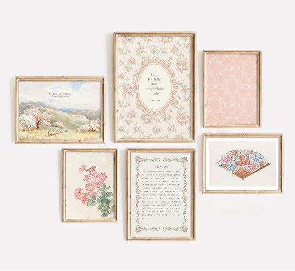 Pouydmi Christian Nursery Wall Art Bible Verse Canvas Wall Decor Girl Floral Wall