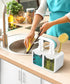 Kitchen Hand Soap and Dish Soap Dispenser Set - Dual Soap Dispenser with Sponge Caddy and Brush Holder, 4-in-1
