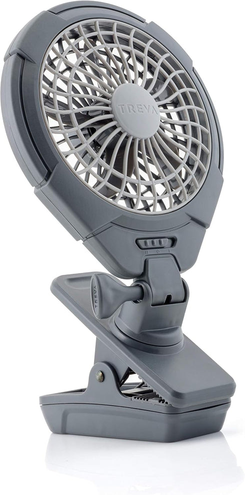 5 Inch (2 Pack) Treva Battery Powered Clip Slim and Portable Cooling Fan with Clamp for Travel, Outdoor,Camping, Car