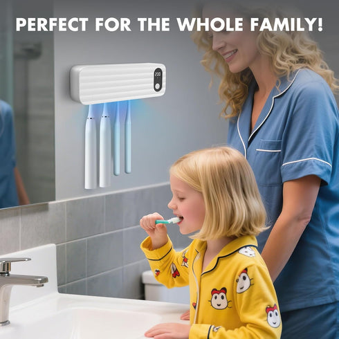 5 200/400s Auntyfey Sanitizeri Toothbrush Cleaner with Slots, Smart Sanitizeri Toothbrush Holder Organizer, Cordless No
