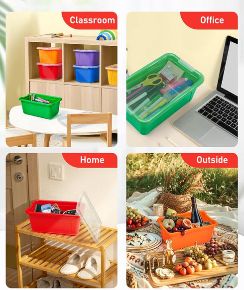 6 (6, GAMENOTE Quart Storage Bins with Lids, Plastic Latching Box for Classroom & Kids Toy Storage,Stackable Shoe Box