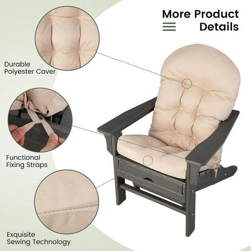 49" 23" 5" 1) Giantex Patio Adirondack Chair Cushion - x High Back Rocking Chair Cushion w/Fixing Straps, Durable