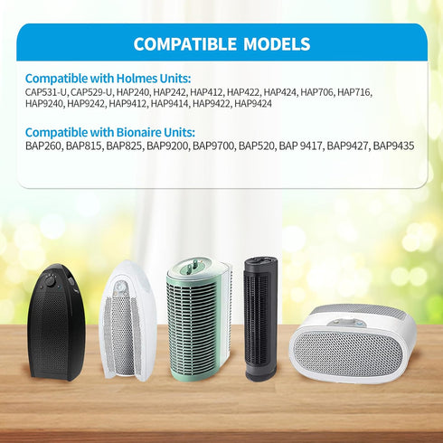 DerBlue Replacement True HE-PA Filter Compatible with Holmes AER1 Series, 4pcs Filters & 8pcs Pre Filters #
