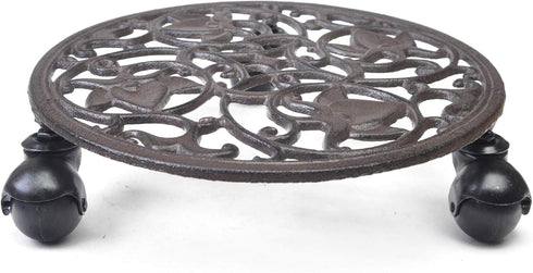 Fasmov Rose Cast Iron Plant Stand Plant Pallet Caddy Plant Pot with
