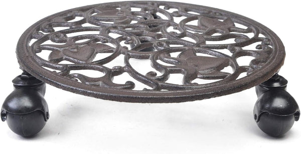 Fasmov Rose Cast Iron Plant Stand Plant Pallet Caddy Plant Pot with