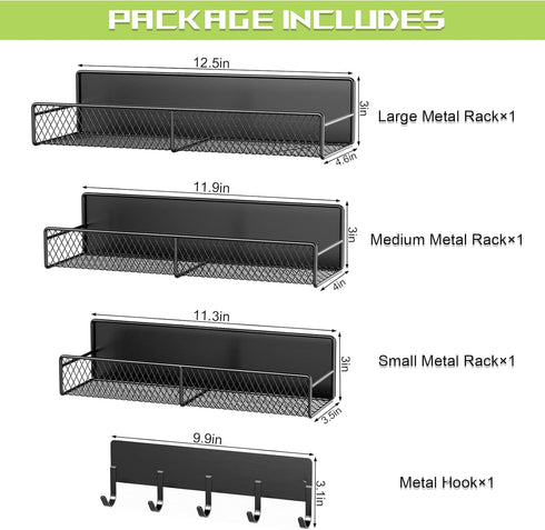 4 Pack Closet Magnetic Shelves for Washing Machine, Heavy-Duty Magnetic Laundry Organizer with Hooks, Washing Machine