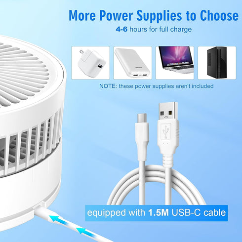LIPETY 9" Portable Standing Oscillating Fan with Remote - 7200mAh Rechargeable Battery Tall Floor Foldable Travel Fan