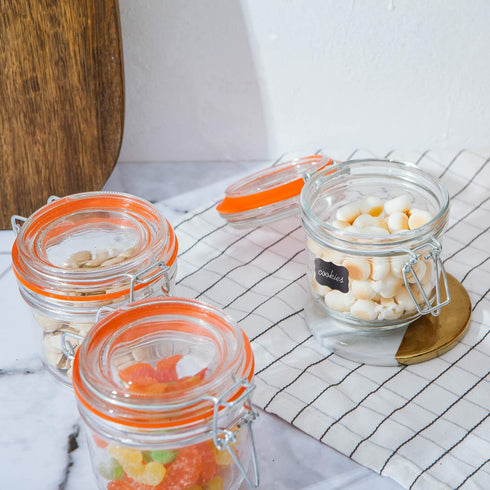 Encheng Glass Jars With Airtight Lids, 6 oz Mason Jars, Storage Jar With Hinged Lid for Home and Kitchen, 12 Pack