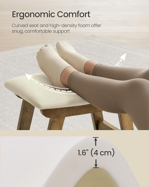 9.8 15.4 11.8 Inches, Summer ULSF052LF01 SONGMICS Foot Stool Ottoman, Padded Foot Rest Under Desk with Solid Wood