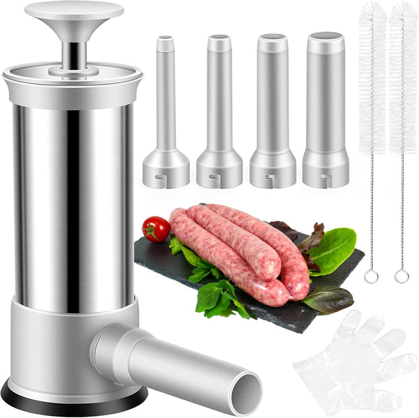 Sausage Stuffer Machine w/4 Stuffing Tubes, Meat Stuffer Sausage Filling, Homemade Manual
