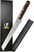 Bread Knife 8 Inch with Sheath, German High Carbon Stainless Steel, Ergonomic Grip Full Tang Wood Handle