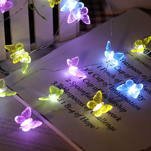 8 21.1ft 40 Butterfly String Lights,Twinkle Lights Lighting Mode Waterproof LED USB Plug in with Remote Control