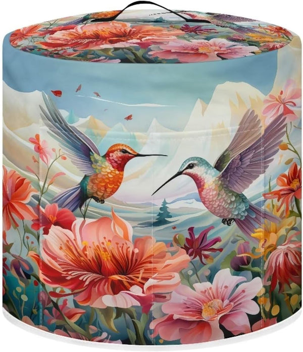 Washable Hummingbird Floral Air Fryer Cover for 6 Qt Pressure Cooker, Small Kitchen Appliance with Top Handle