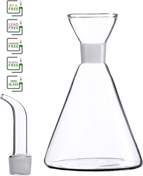 HAIZEEN 9 oz Glass All-Purpose Cruet - Glass Oil Decanter and Cruet (Cone-9 oz, Smooth Surface)