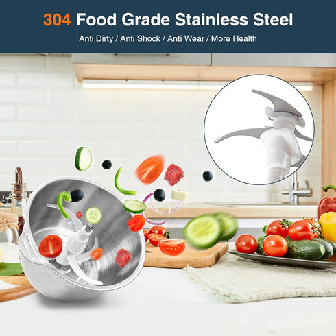 JOYAMI Electric Food Processor with 2 Bowls, Vegetable Meat Grinder, Stainless Steel Blades, 2 Speed Food Chopper