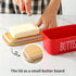 Hasense Large Butter Dish with Lid and Knife, Airtight Butter Keeper Container for Countertop, Red