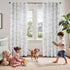 jinchan 84 inch Country Set 2 Linen Nursery Curtains Long Woodland Wildlife Sage Green Print Drapes for Kid's Room