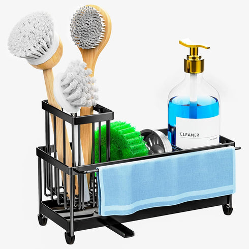 Countertop 304 9.25) Cisily Sponge Holder for Kitchen Sink, Sink Caddy Organizer with High Brush Holder, Kitchen