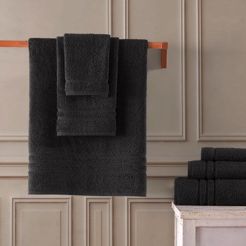 6 Set 2 2 2 Hawmam Linen Black Piece Bath Towels for Bathroom Original Turkish Cotton Soft, Absorbent and Premium Bath