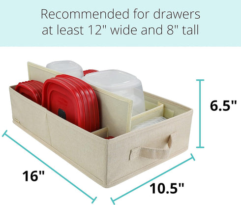 Food Storage Container Organizer Box, Kitchen Drawer Organizer for Rubbermaid, Adjustable Foldable Cloth Box