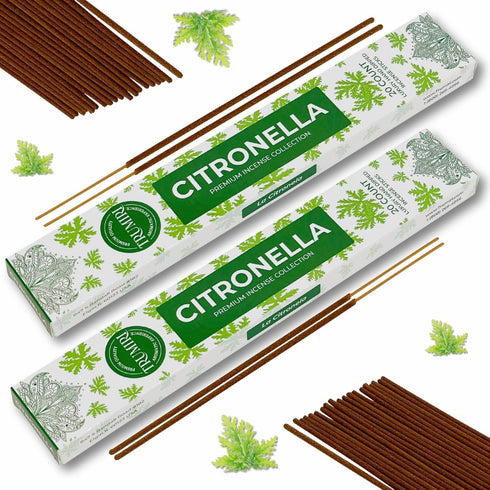 Citronella Incense Sticks for Outdoor Camping, Total 40 Sticks, Dual Pack of 20, Natural Non-Toxic Ingredients