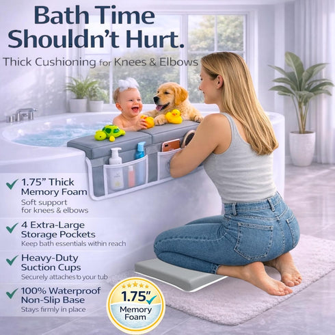 HUX Baby Elbow Set, Elbow Comfortable Baby Bath Kneeler and Rest Pad Non-Slip Bathtub Kneeling Pad for Bathing Baby