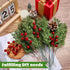 ComfyKit 60Pcs Artificial Pine Branches with Red Berry Stems,Christmas Faux Green Cedar Sprigs Branches,Fake Greenery