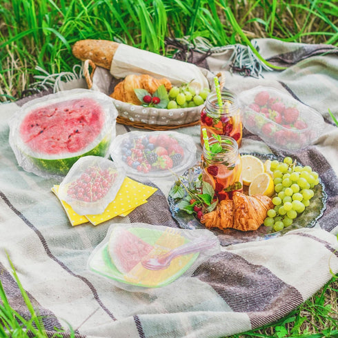 Sukh 100PCS Reusable Bowl Covers, Thickened Plastic Elastic Food Covers for Outdoor Party Supplies, Fresh Keeping Bags