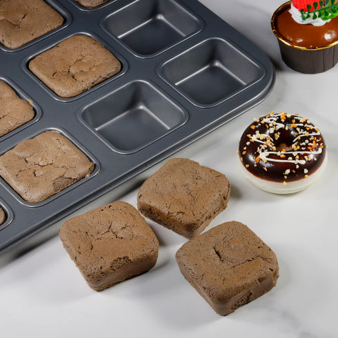 Tiawudi 2 Pack Brownie Pan, Non-stick Baking Bread Pan, Heavy Duty Carbon Steel Mini Muffin Pan