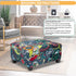 Ottoman Cover Rectangle Printed,Stretch Slipcover for Rectangular Footstool,Soft Fabric with Non-Slip Elastic