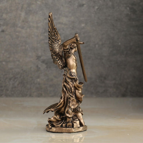 Veronese Design 4 Inch Archangel Saint Michael Figurine, Hand Painted Bronze Finish