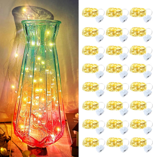 24 Pack Led Fairy Lights - Warm White, Battery Operated LED Silver